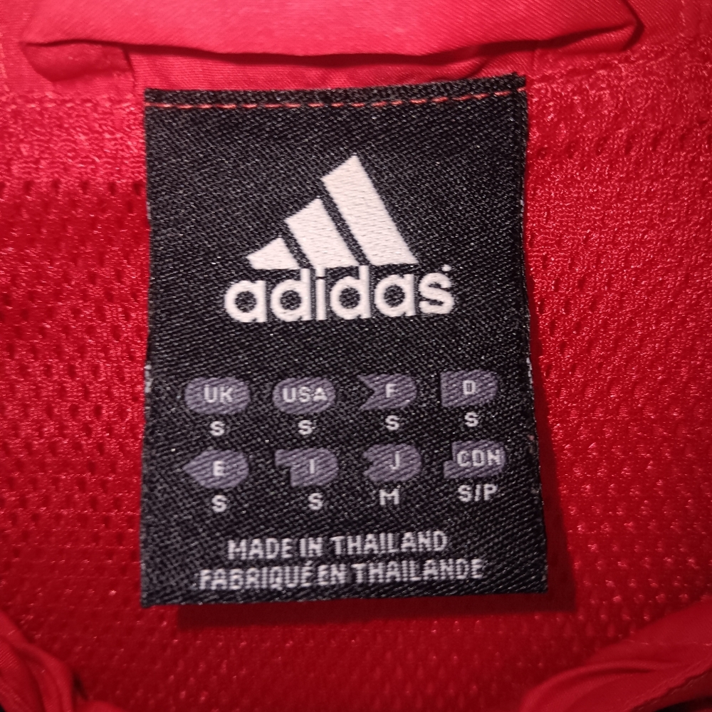 Adidas Men's Sporty Red Striped ClimaProof Hooded Pullover Windbreaker Jacket S - Picture 12 of 15